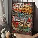 Christian Canvas Print Galatians 6:2 Bear One Anothers Burdens Christian Canvas Print Galatians 6:2 Bear One Anothers Burdens