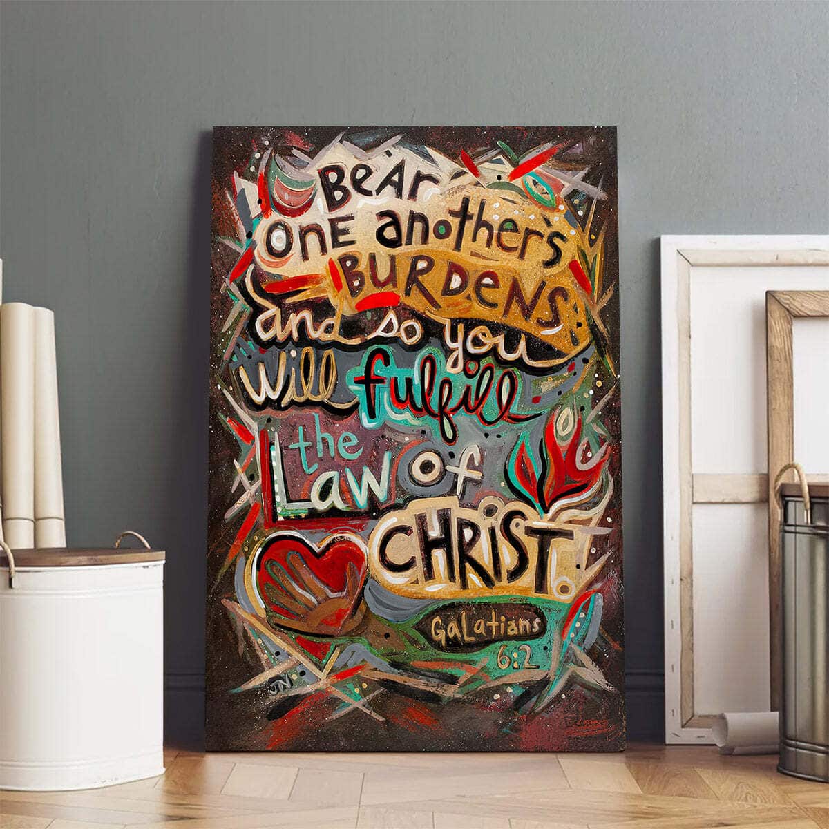 Christian Canvas Print Galatians 6:2 Bear One Anothers Burdens Christian Canvas Print Galatians 6:2 Bear One Anothers Burdens