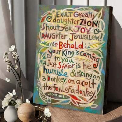 Christian Canvas Print Zechariah 9:9 Exult Greatly Daughter Zion