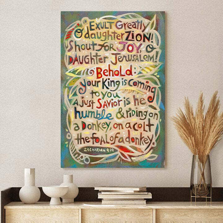 Christian Canvas Print Zechariah 9:9 Exult Greatly Daughter Zion Christian Canvas Print Zechariah 9:9 Exult Greatly Daughter Zion
