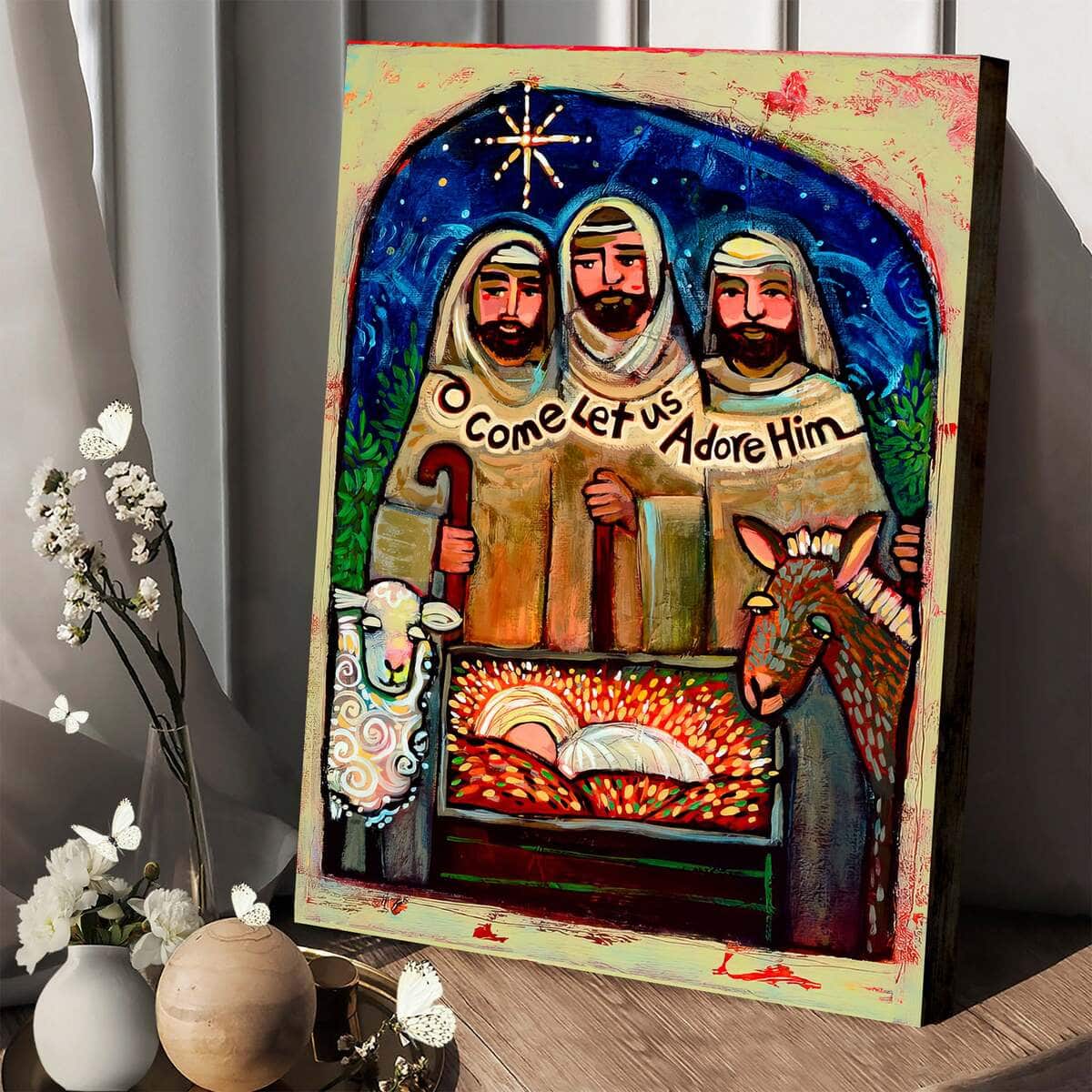 Christian Canvas Print O Come Let Us Adore Him Shepherds Christian Canvas Print O Come Let Us Adore Him Shepherds