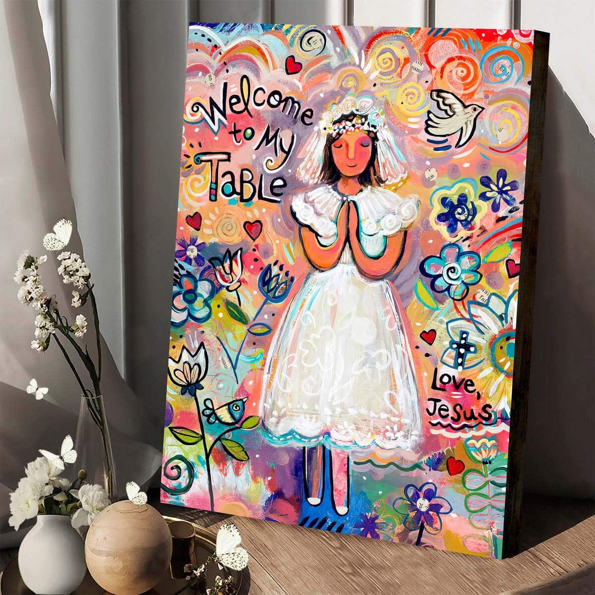 Christian Canvas Print First Communion Girl Christian Canvas Print First Communion Girl