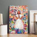 Christian Canvas Print First Communion Girl Christian Canvas Print First Communion Girl