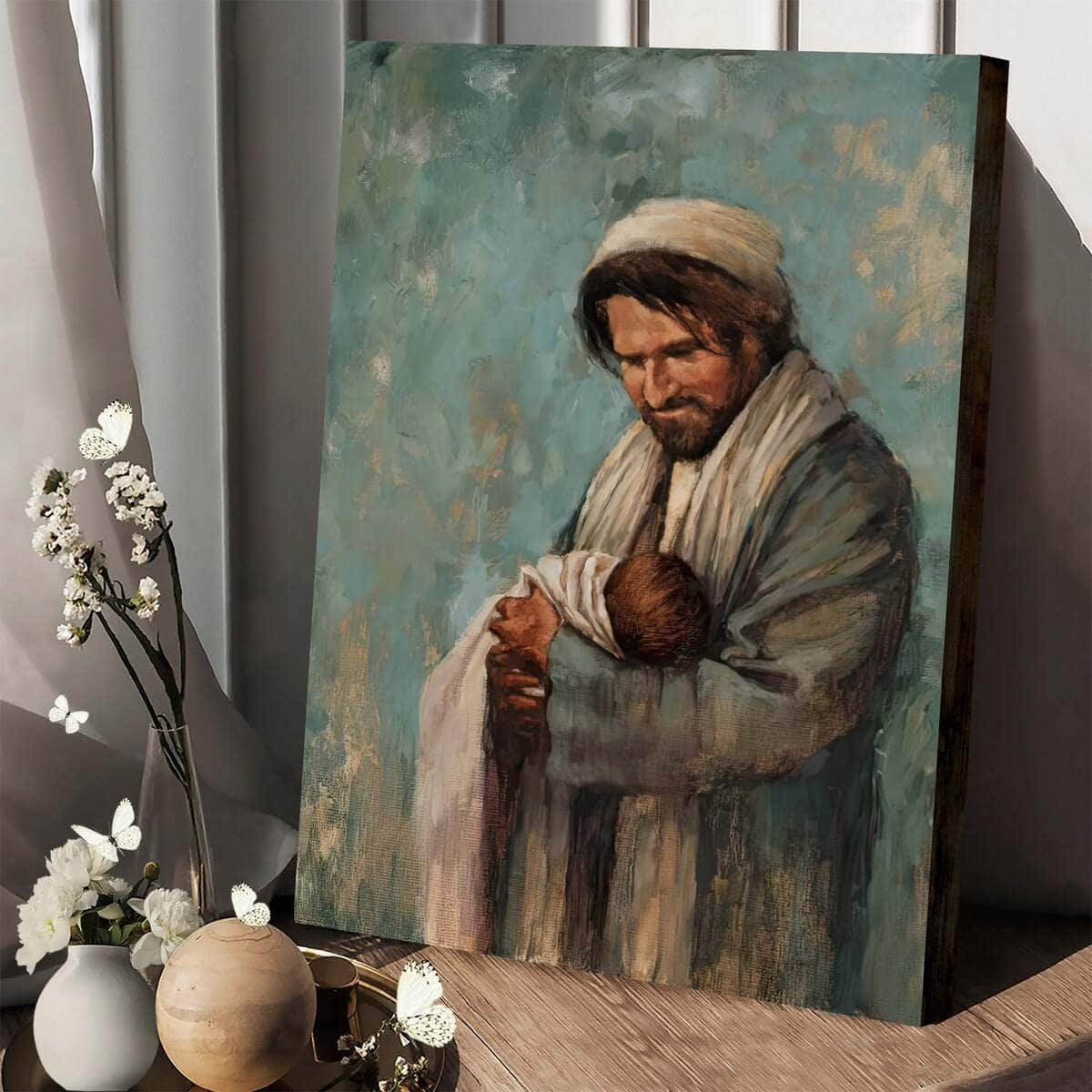 Christian Canvas Print Joseph Holding Baby Jesus