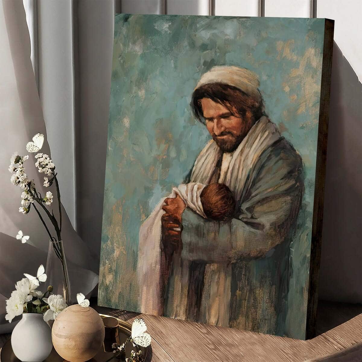 Christian Canvas Print Joseph Holding Baby Jesus Christian Canvas Print Joseph Holding Baby Jesus