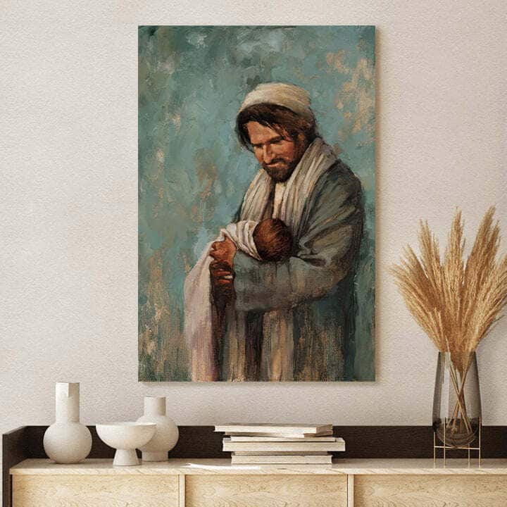 Christian Canvas Print Joseph Holding Baby Jesus Christian Canvas Print Joseph Holding Baby Jesus