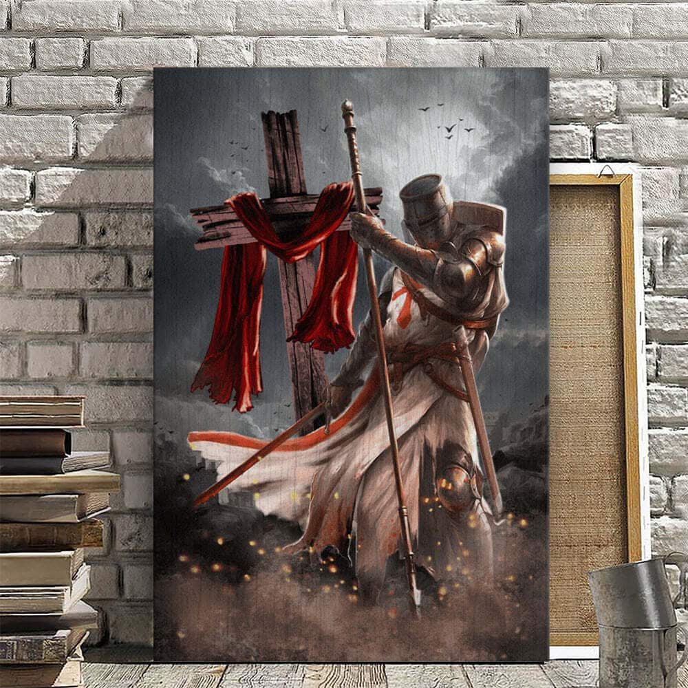 Knight Templar And Cross Christian Canvas Print Knight Templar And Cross Christian Canvas Print