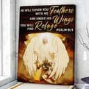 Christian Canvas Print He Will Cover You With His Feathers Psalm 91:4 Christian Canvas Print He Will Cover You With His Feathers Psalm 91:4