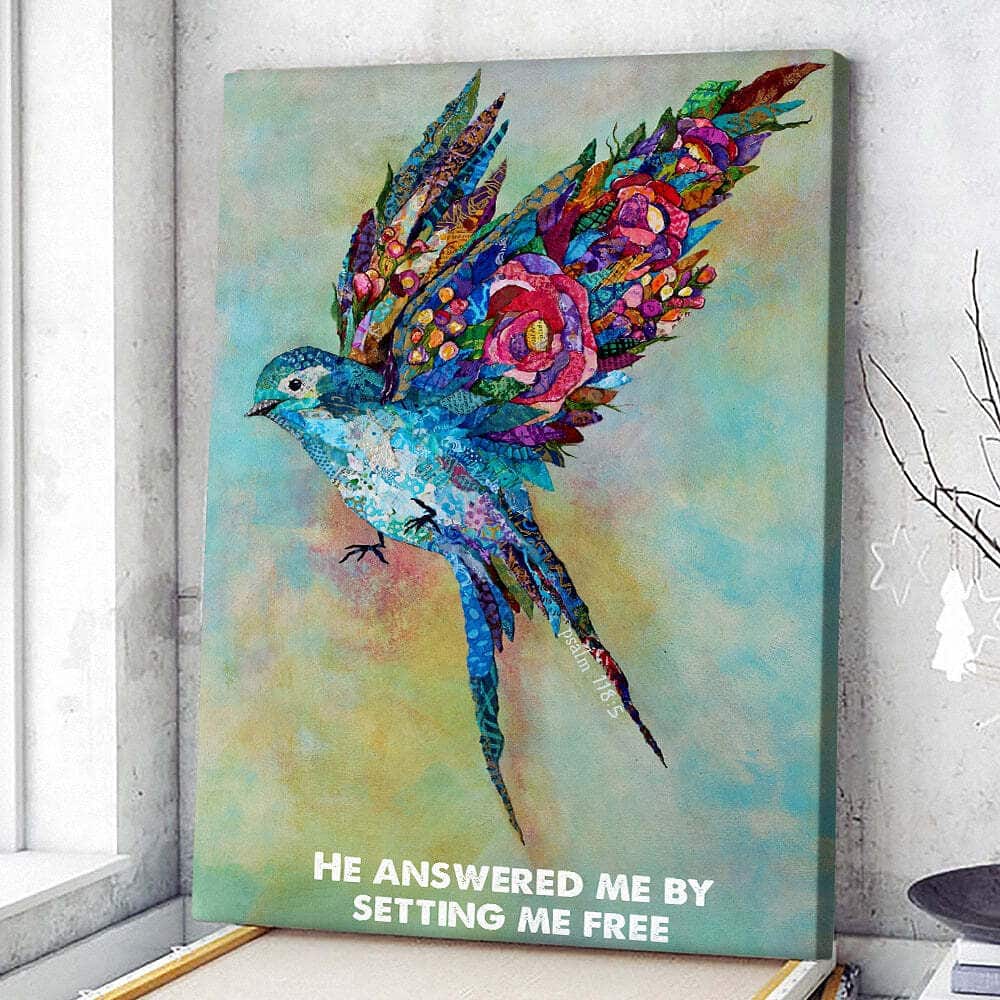 Christian Canvas Print Bird He Answered Me By Setting Me Free Psalm 118:5 Christian Canvas Print Bird He Answered Me By Setting Me Free Psalm 118:5