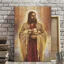 Christian Canvas Print Jesus Holding Lamb