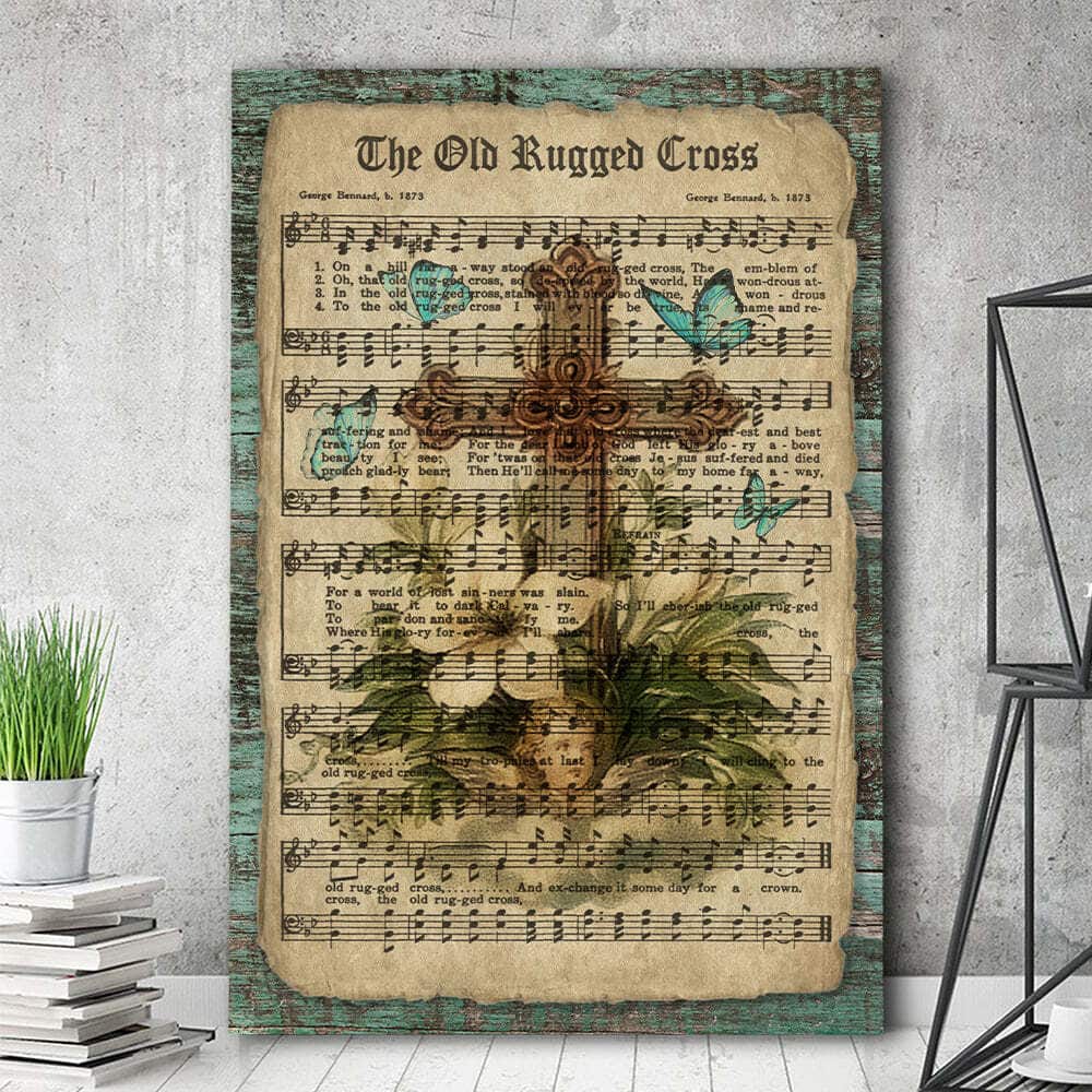 Christian Canvas Print Butterfly The Old Rugged Cross Christian Canvas Print Butterfly The Old Rugged Cross