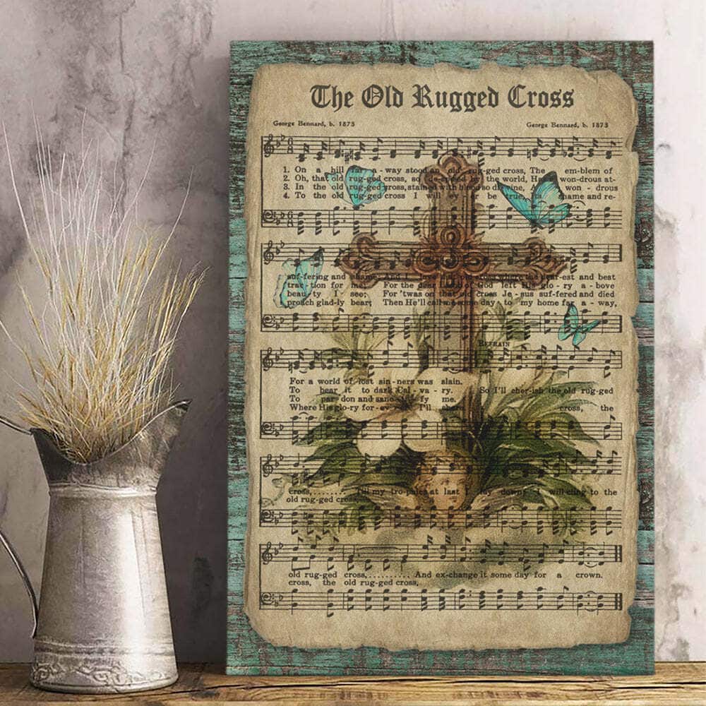 Christian Canvas Print Butterfly The Old Rugged Cross Christian Canvas Print Butterfly The Old Rugged Cross