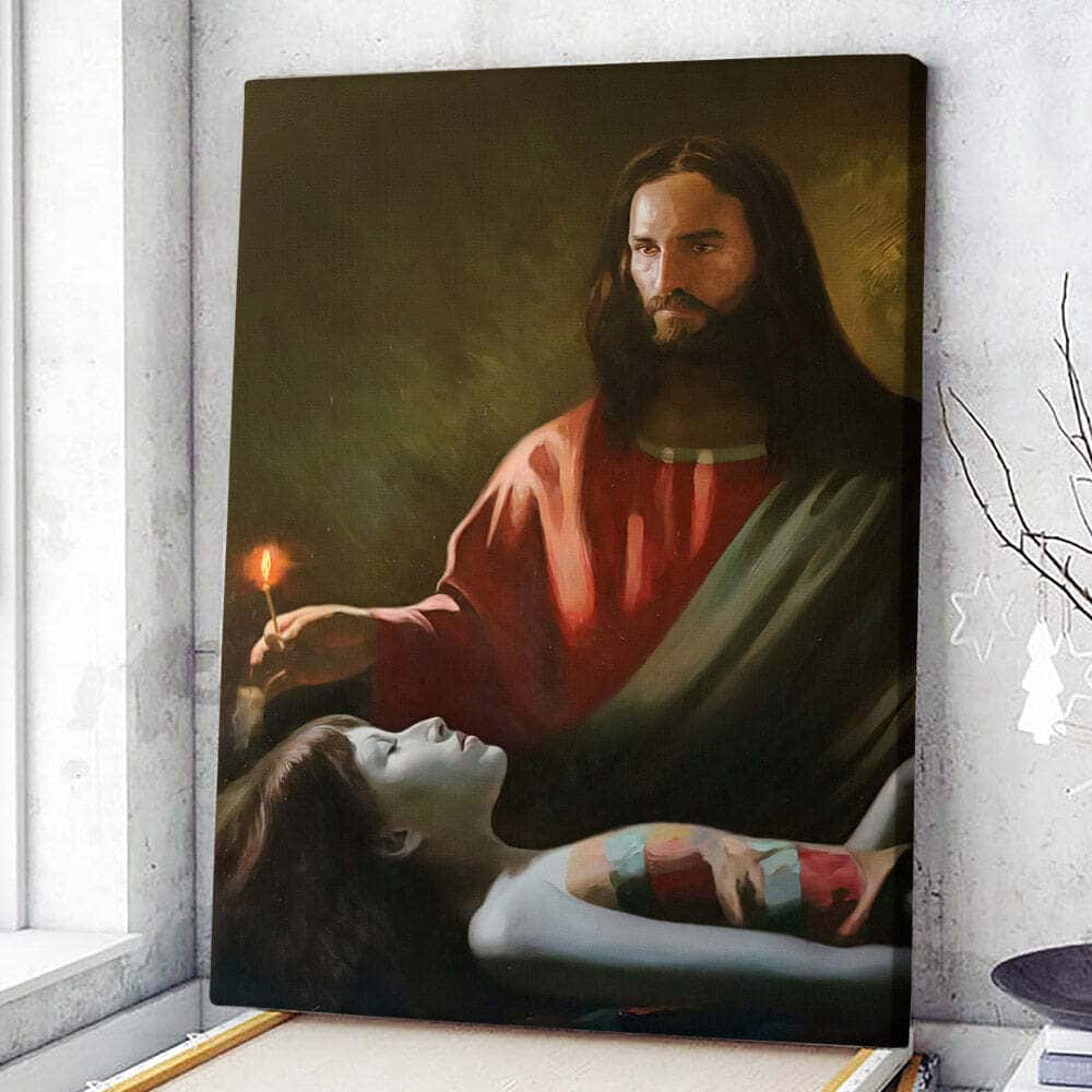 Christian Canvas Print Jesus And Girl Christian Canvas Print Jesus And Girl