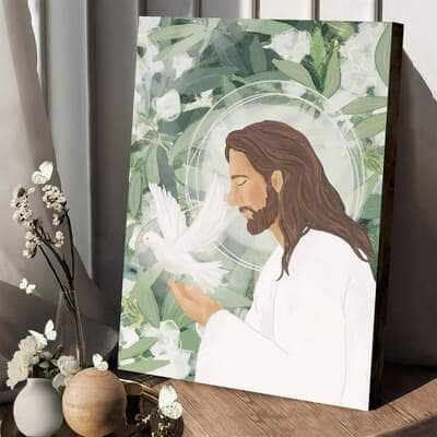 Christian Canvas Print My Peace Jesus With Dove