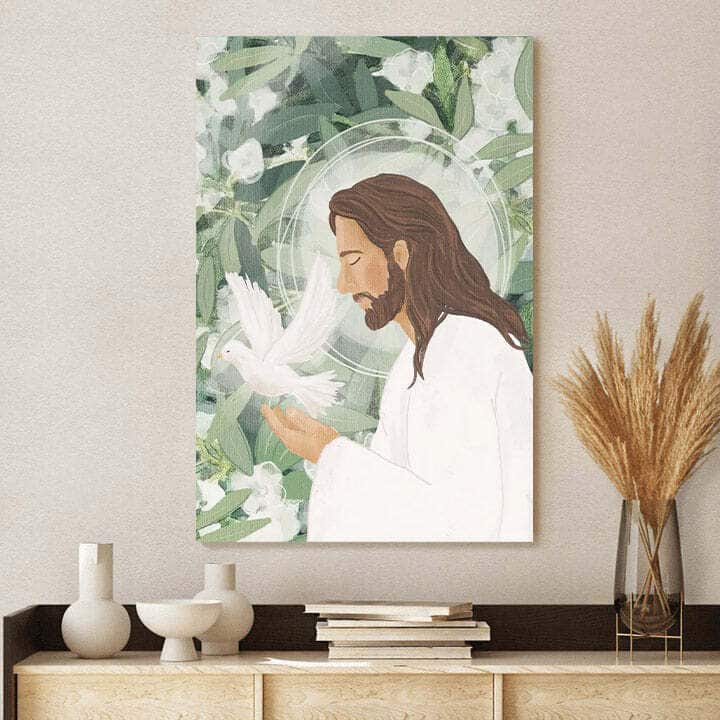 Christian Canvas Print My Peace Jesus With Dove