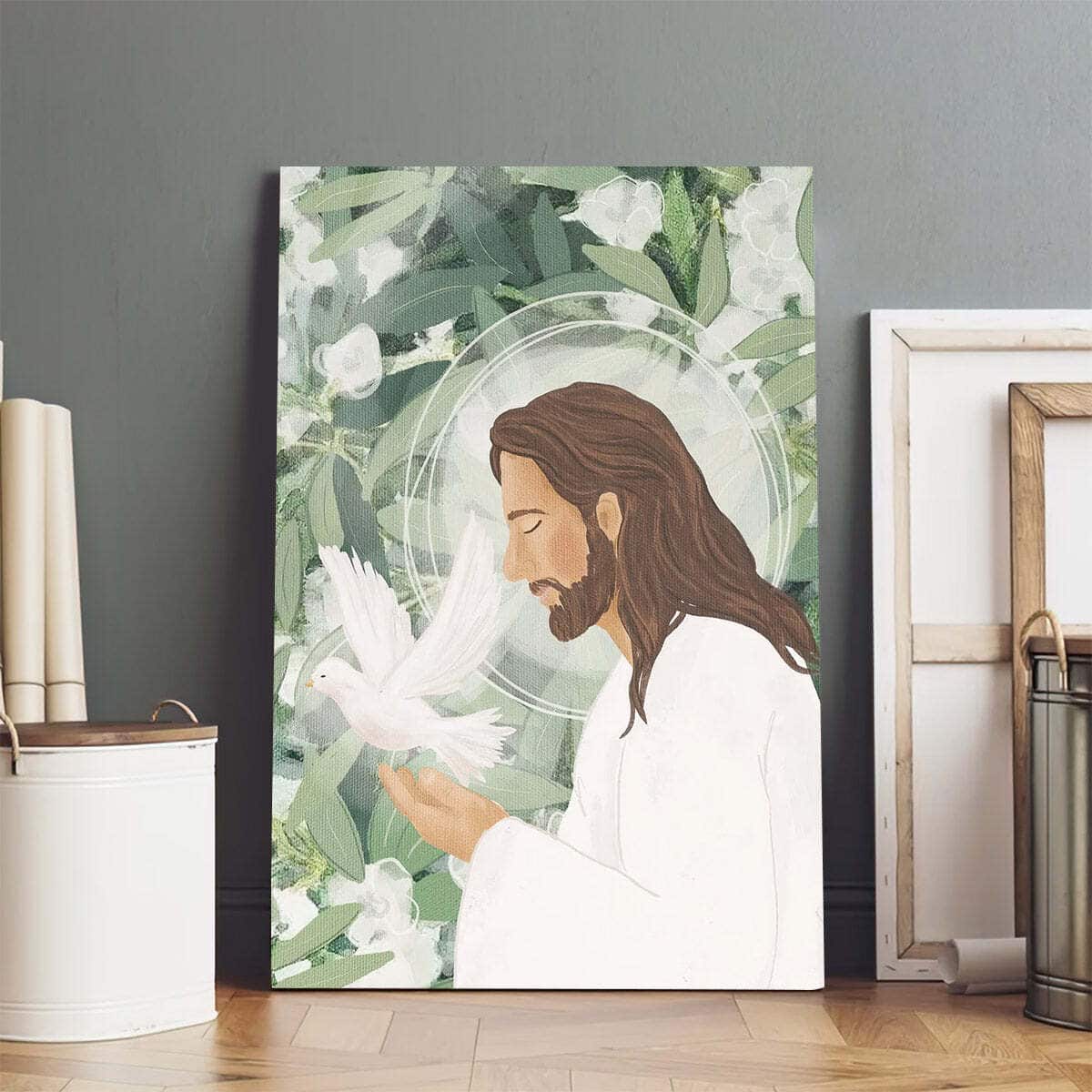 Christian Canvas Print My Peace Jesus With Dove Christian Canvas Print My Peace Jesus With Dove