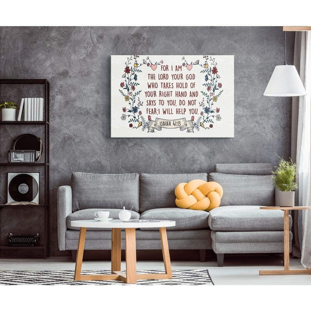 Christian Canvas Wall Art For I Am The Lord Your God Isaiah 41:13 Bible Verse Christian Canvas Wall Art For I Am The Lord Your God Isaiah 41:13 Bible Verse