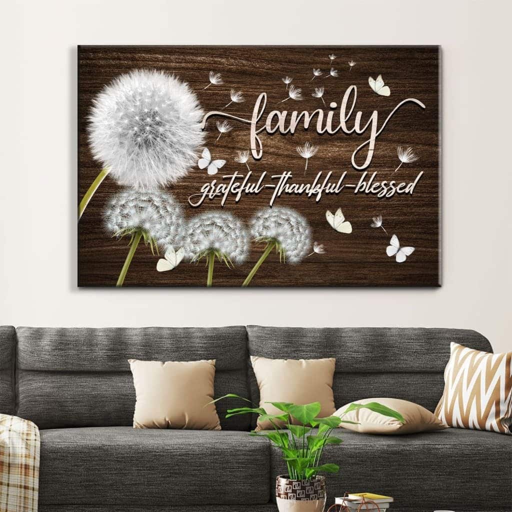 Christian Canvas Wall Art Family Grateful Thankful Blessed Christian Canvas Wall Art Family Grateful Thankful Blessed