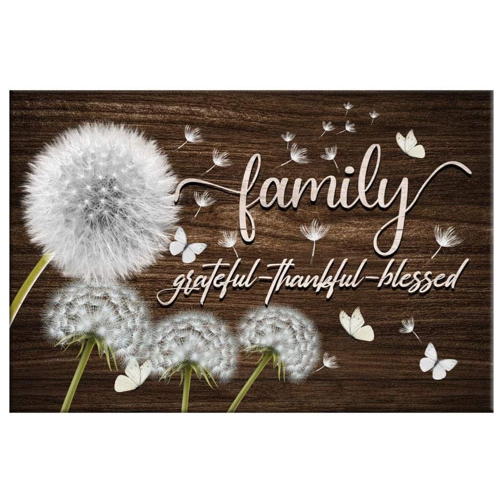 Christian Canvas Wall Art Family Grateful Thankful Blessed Christian Canvas Wall Art Family Grateful Thankful Blessed