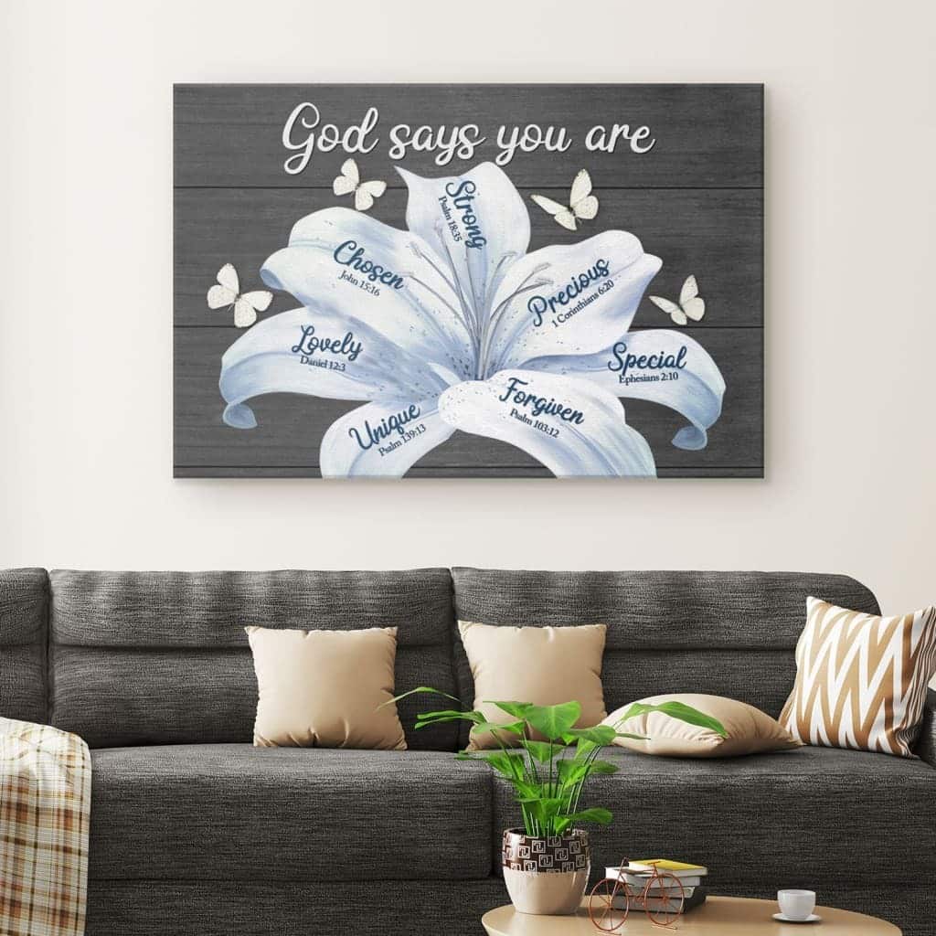 White Lily Christian God Says You Are Canvas Wall Art White Lily Christian God Says You Are Canvas Wall Art