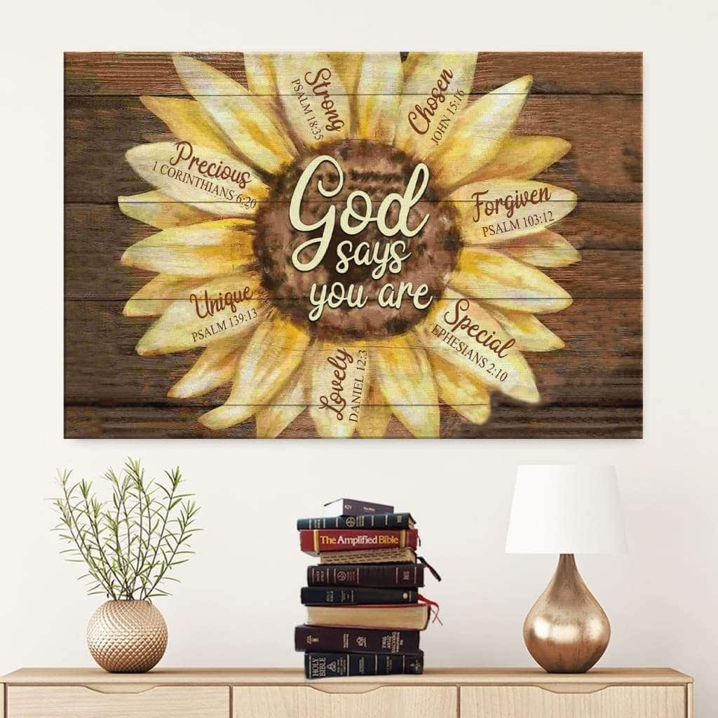 Christian God Says You Are Canvas Wall Art Sunflower Special