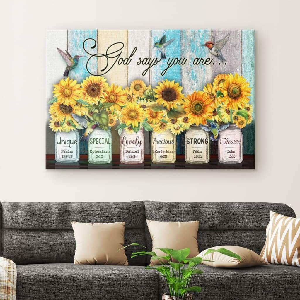 Christian God Says You Are Canvas Wall Art Hummingbird Sunflower Christian God Says You Are Canvas Wall Art Hummingbird Sunflower