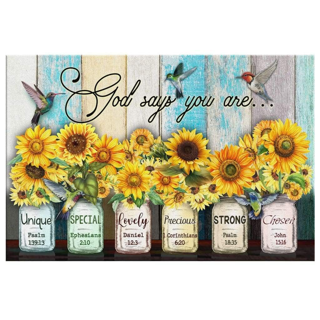 Christian God Says You Are Canvas Wall Art Hummingbird Sunflower Christian God Says You Are Canvas Wall Art Hummingbird Sunflower