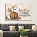 Christian Canvas Wall Art Give Thanks To The Lord Psalm 107:1 Thanksgiving