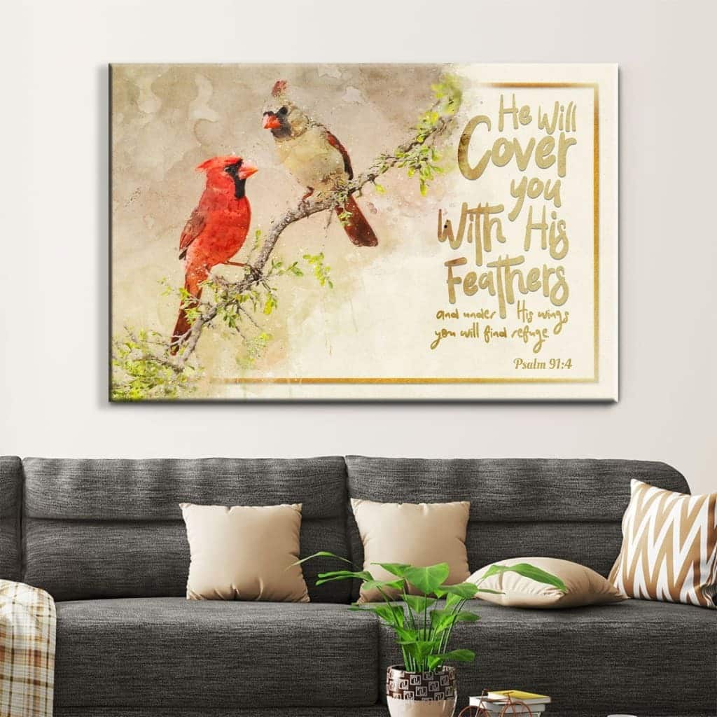 Christian Canvas Wall Art He Will Cover You With His Feathers Christian Canvas Wall Art He Will Cover You With His Feathers