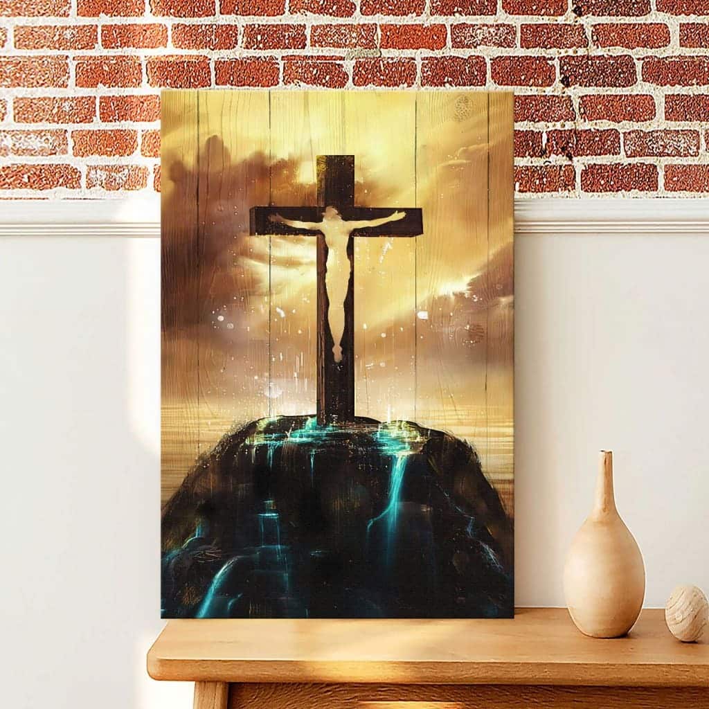 Christian Canvas Print Christ On The Cross On Hill