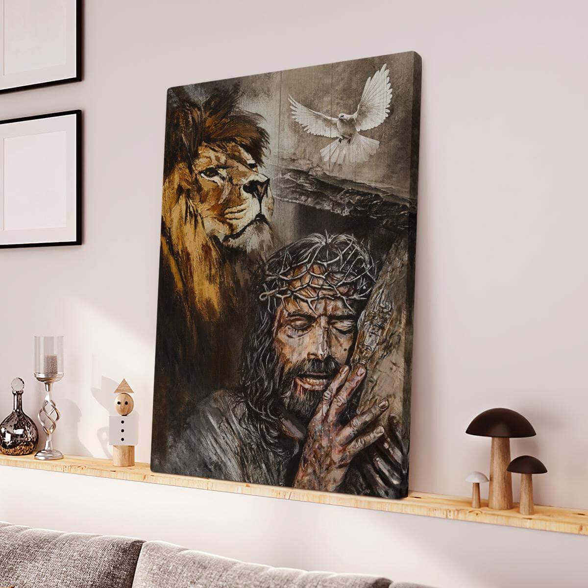 Christian Canvas Print Jesus On The Cross Water Color Lion Amazing Dove Christian Canvas Print Jesus On The Cross Water Color Lion Amazing Dove