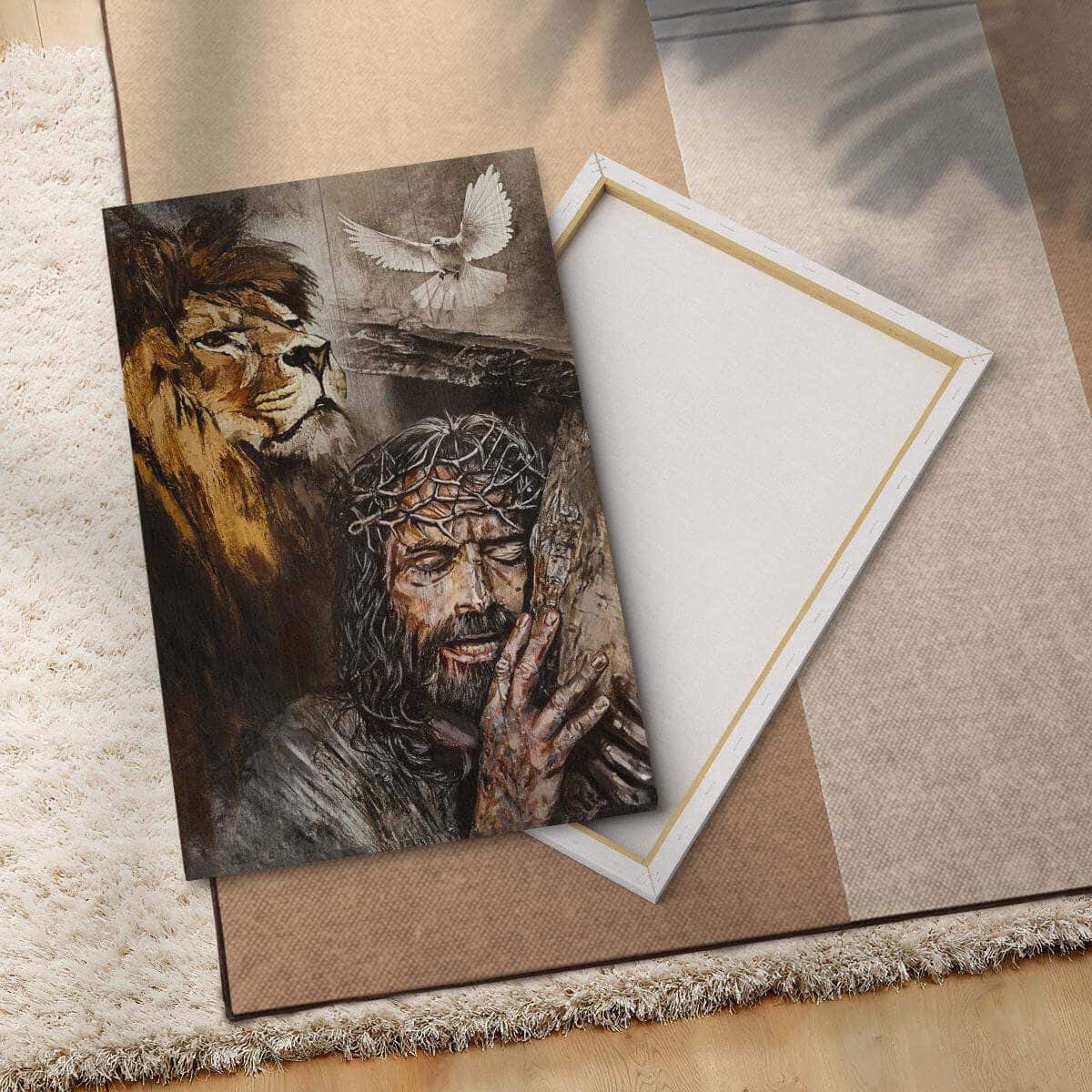 Christian Canvas Print Jesus On The Cross Water Color Lion Amazing Dove Christian Canvas Print Jesus On The Cross Water Color Lion Amazing Dove