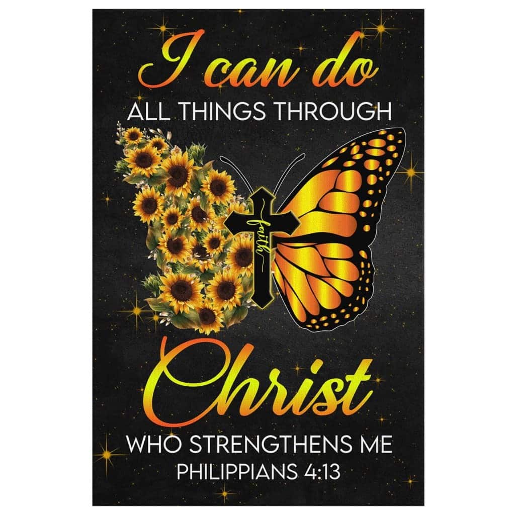 Christian Canvas Print I Can Do All Things Through Christ Butterfly Flower Christian Canvas Print I Can Do All Things Through Christ Butterfly Flower