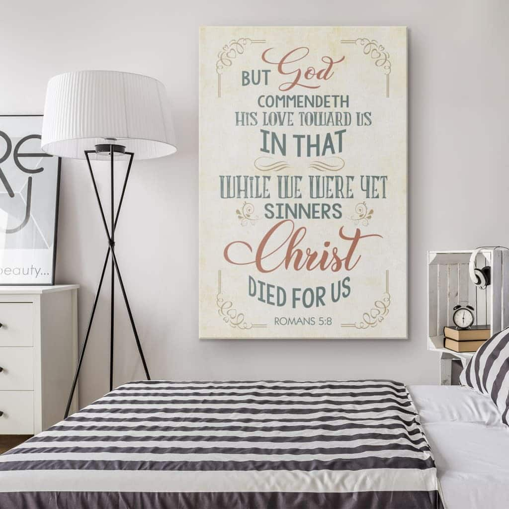 Christian Canvas Print While We Were Yet Sinners Romans 5:8