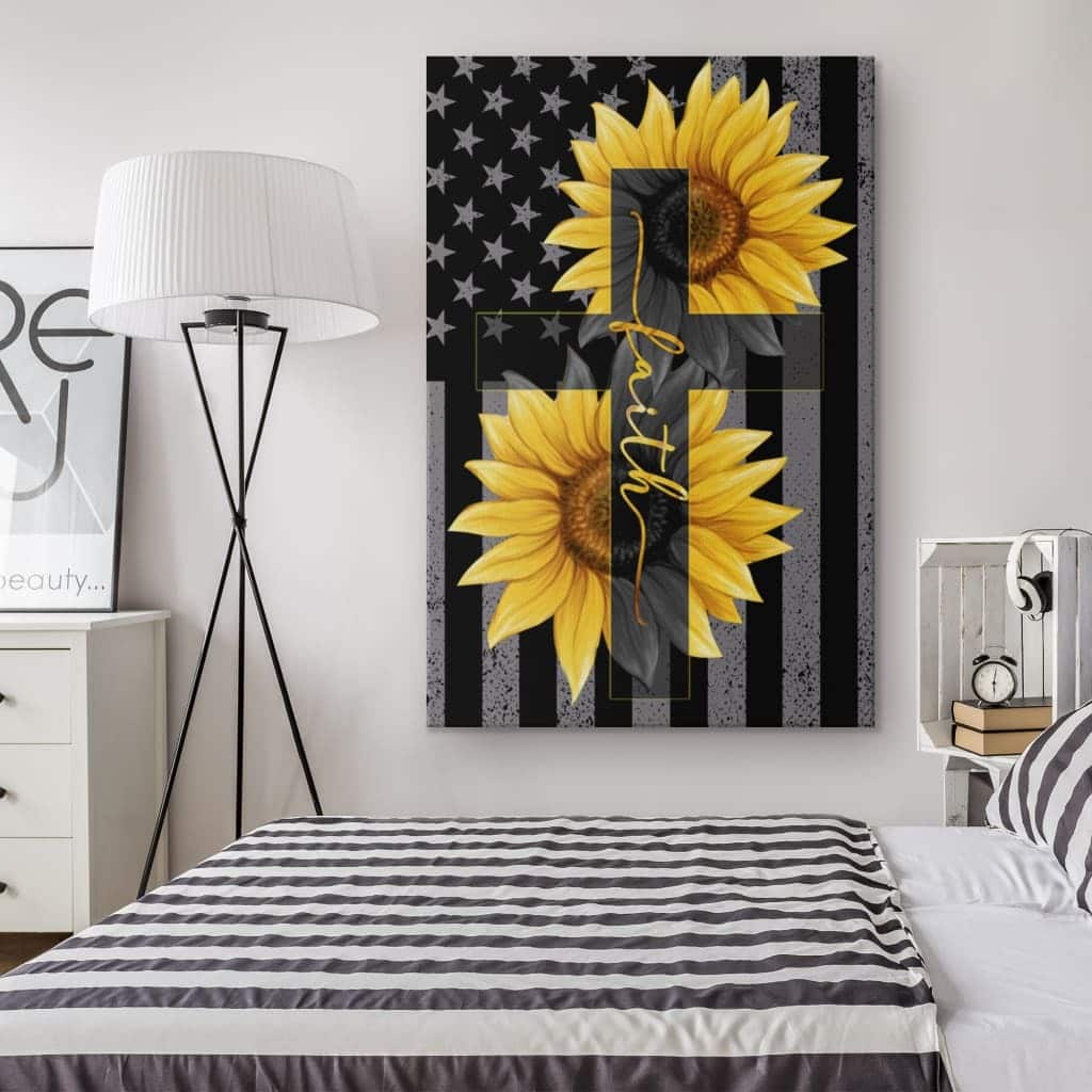 Christian Canvas Print Sunflower Faith Cross Christian Canvas Print Sunflower Faith Cross