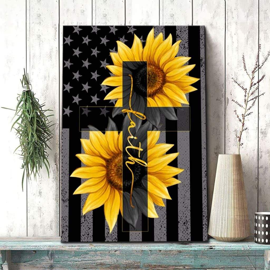 Christian Canvas Print Sunflower Faith Cross Christian Canvas Print Sunflower Faith Cross