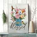 Christian Canvas Print Simply Blessed Hummingbird Flower Christian Canvas Print Simply Blessed Hummingbird Flower
