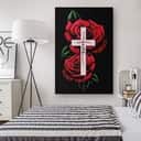 Christian Canvas Print Rose Faith Cross