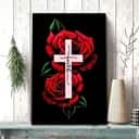Christian Canvas Print Rose Faith Cross