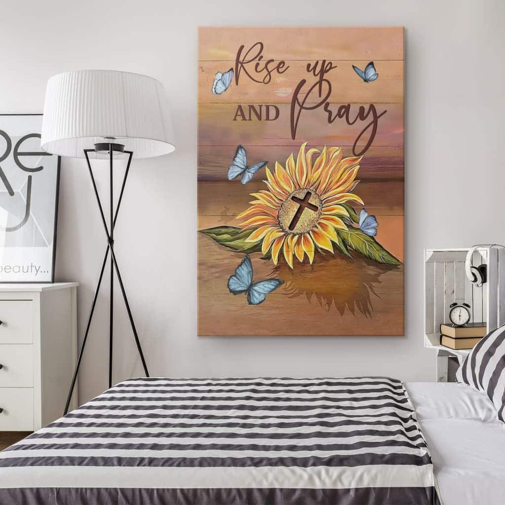 Christian Canvas Print Rise Up And Pray Sunflower Cross Christian Canvas Print Rise Up And Pray Sunflower Cross