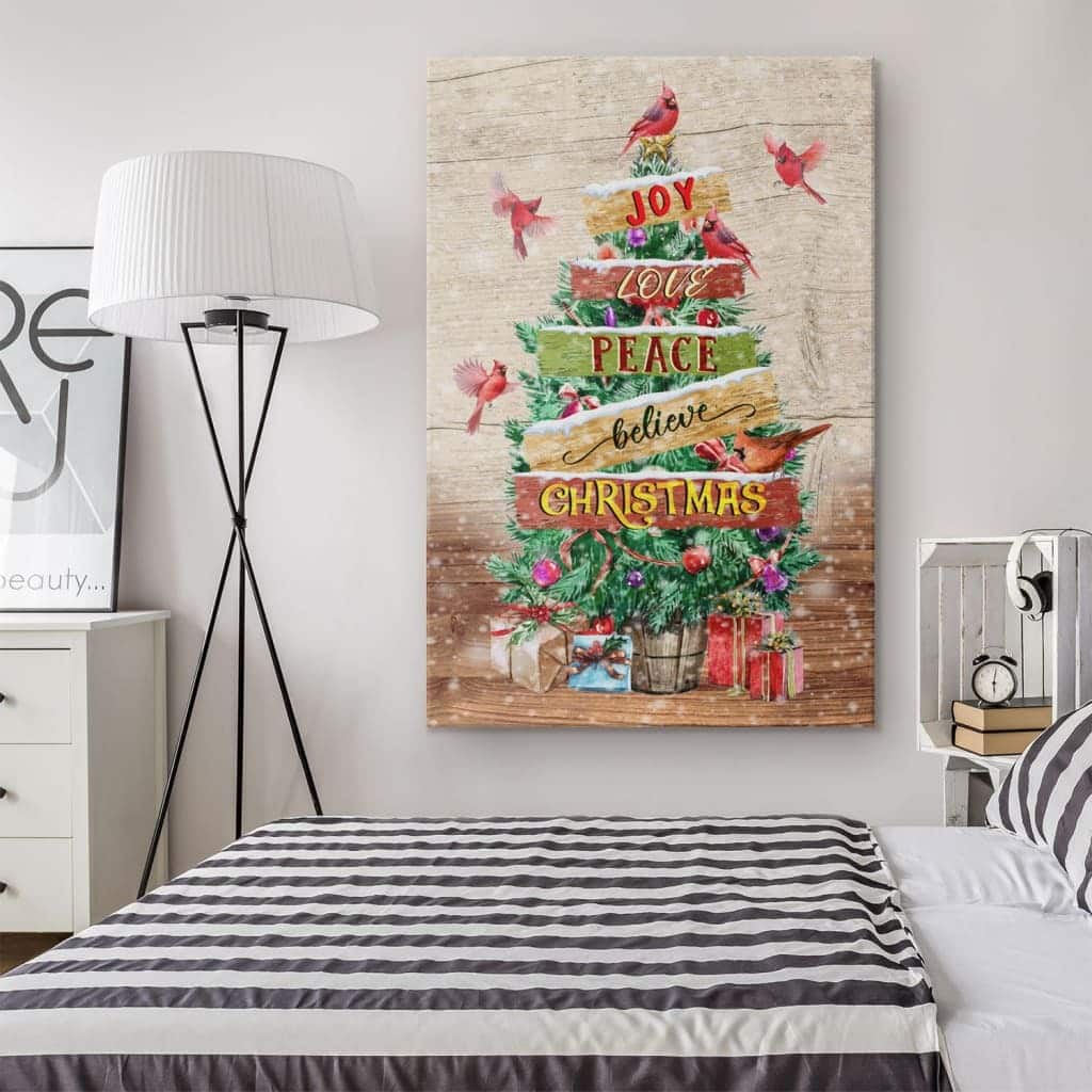 Christian Canvas Print Joy Love Peace Believe Christmas Christian Canvas Print Joy Love Peace Believe Christmas