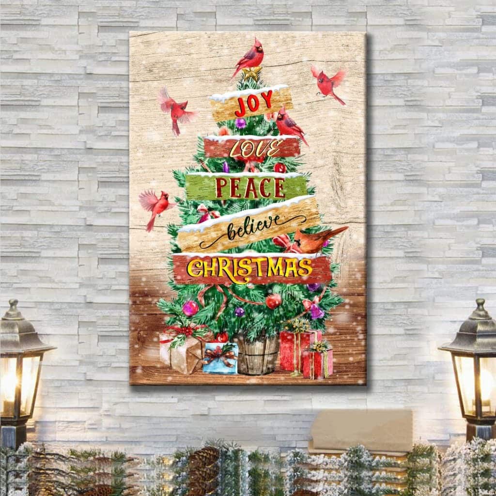 Christian Canvas Print Joy Love Peace Believe Christmas Christian Canvas Print Joy Love Peace Believe Christmas