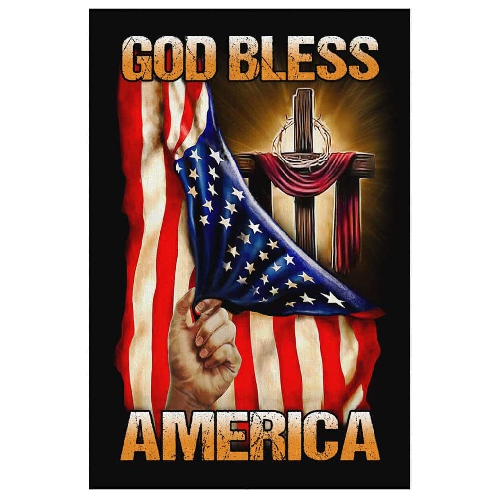 Christian Canvas Print Cross God Bless America Christian Canvas Print Cross God Bless America