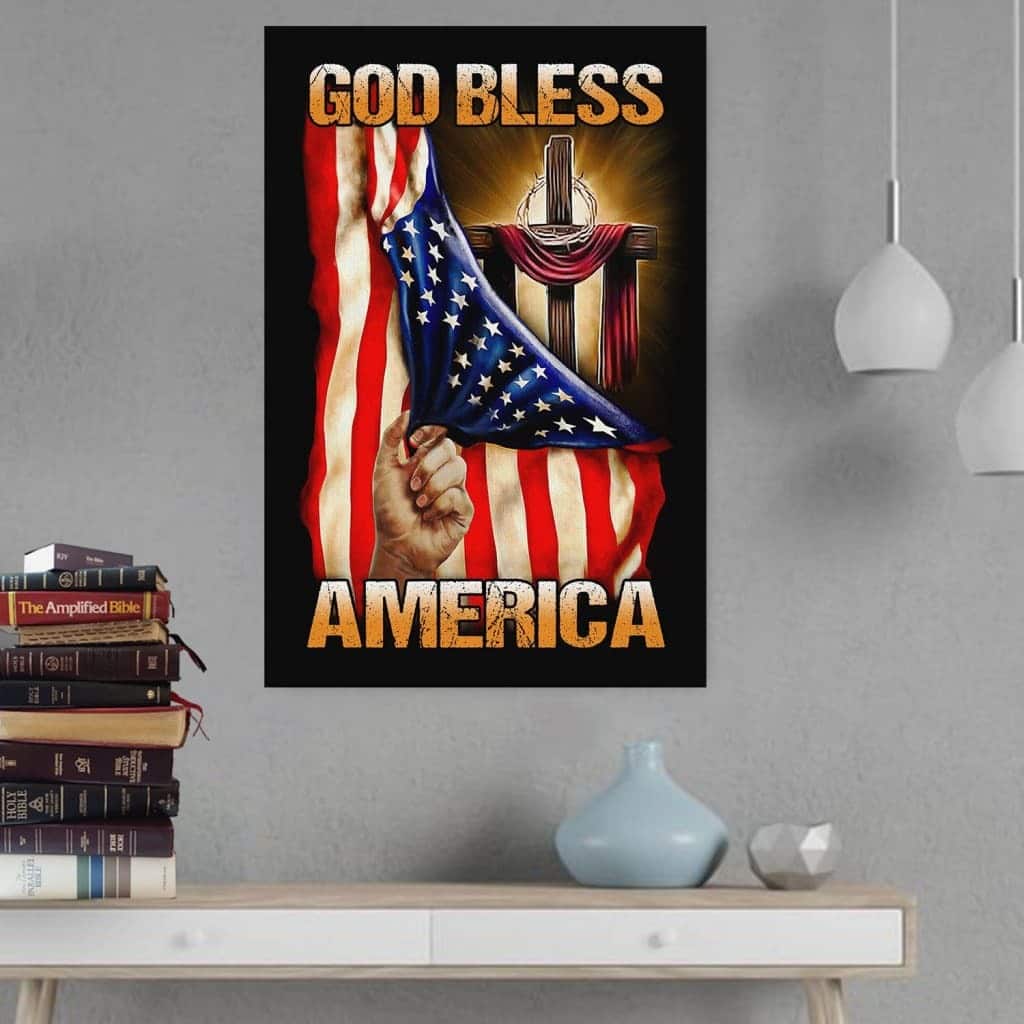 Christian Canvas Print Cross God Bless America Christian Canvas Print Cross God Bless America