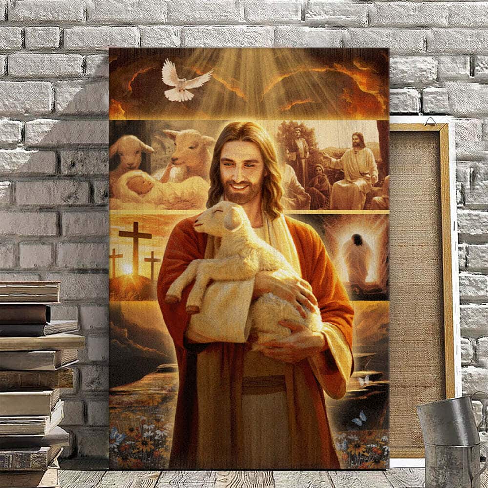 Christian Canvas Print Lamb Of Jesus Heaven Light
