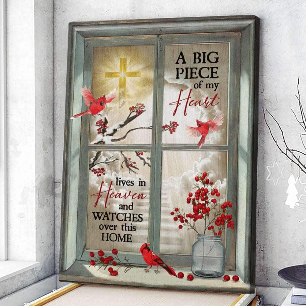 Christian Canvas Print A Big Piece Of My Heart Cardinal Bird