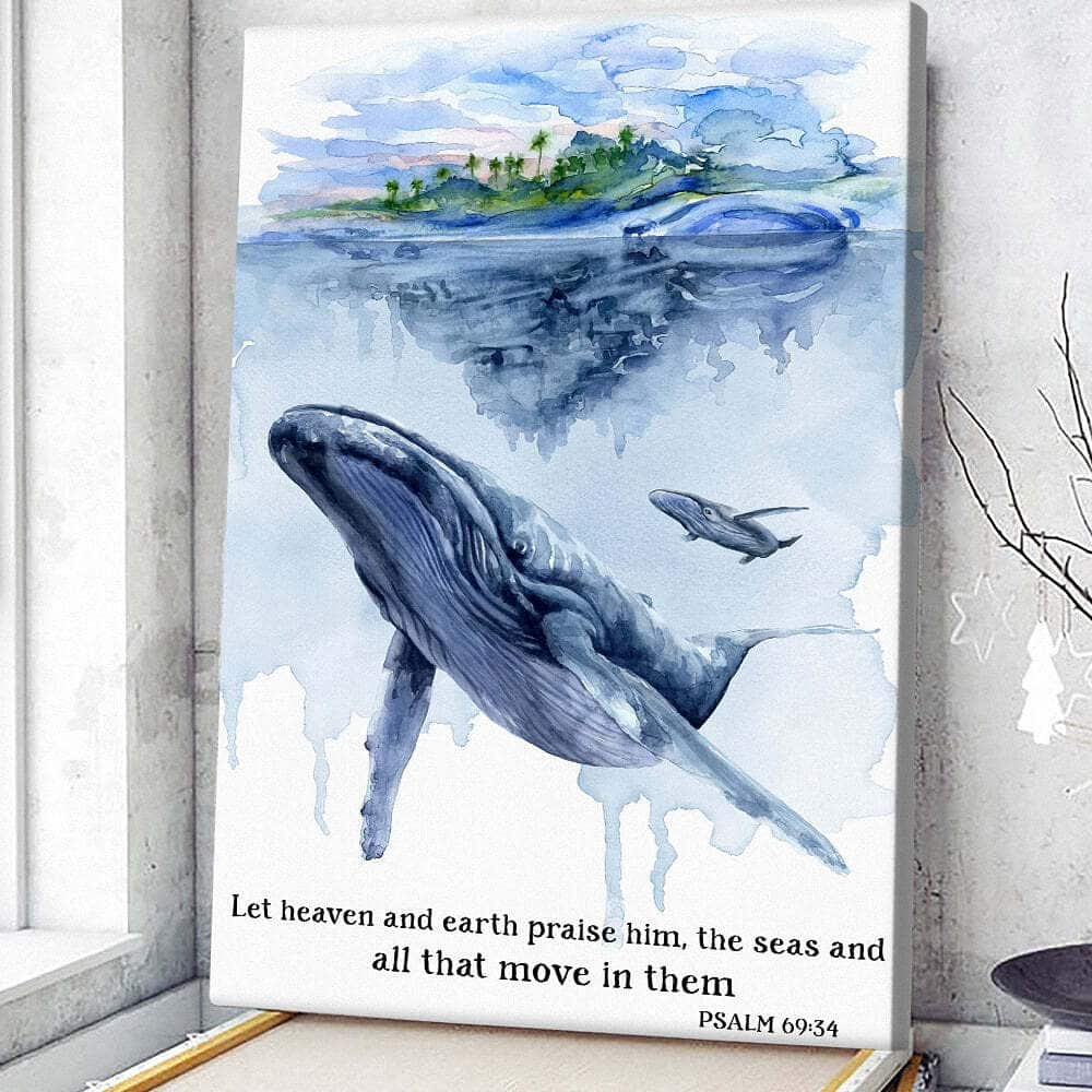 Christian Canvas Print Whale Let Heaven And Earth Praise Him