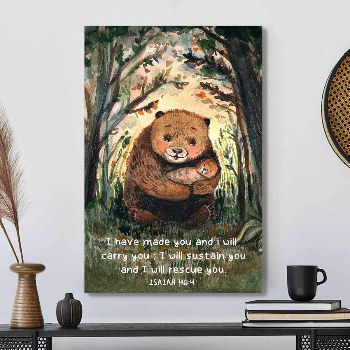 Christian Canvas Print Bear I Will Sustain You Bible Verse Christian Canvas Print Bear I Will Sustain You Bible Verse
