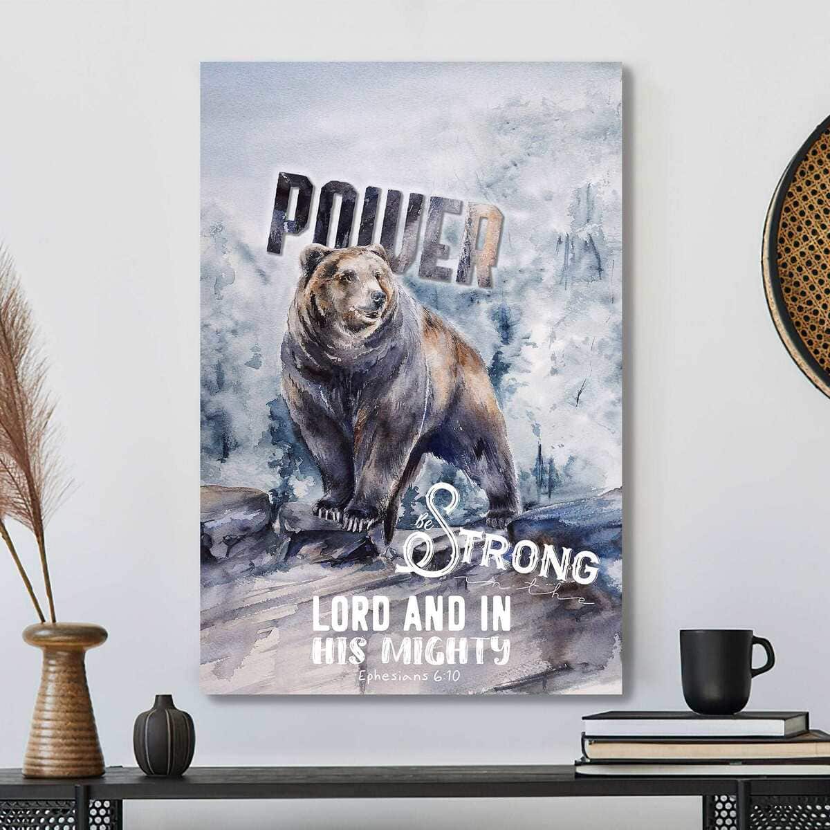 Christian Canvas Print Bear Power Strong Lord Bible Verse Christian Canvas Print Bear Power Strong Lord Bible Verse