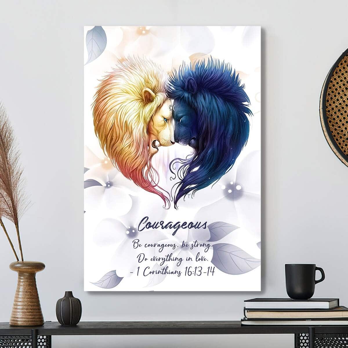 Courageous Be Strong Lion Christian Canvas Print